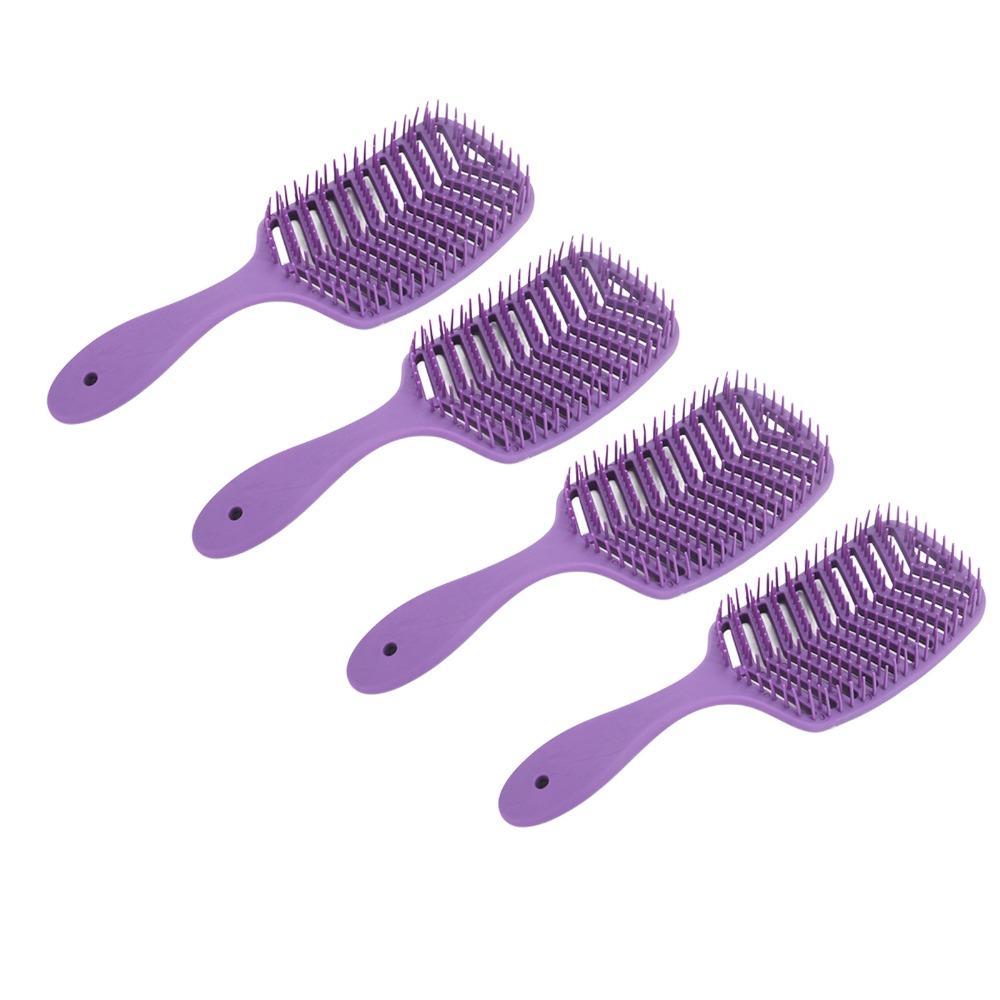4pcs Ergonomic Design Curved Vent Brush Durable Styling Tool Home Use Vent Massage Brush  For Women