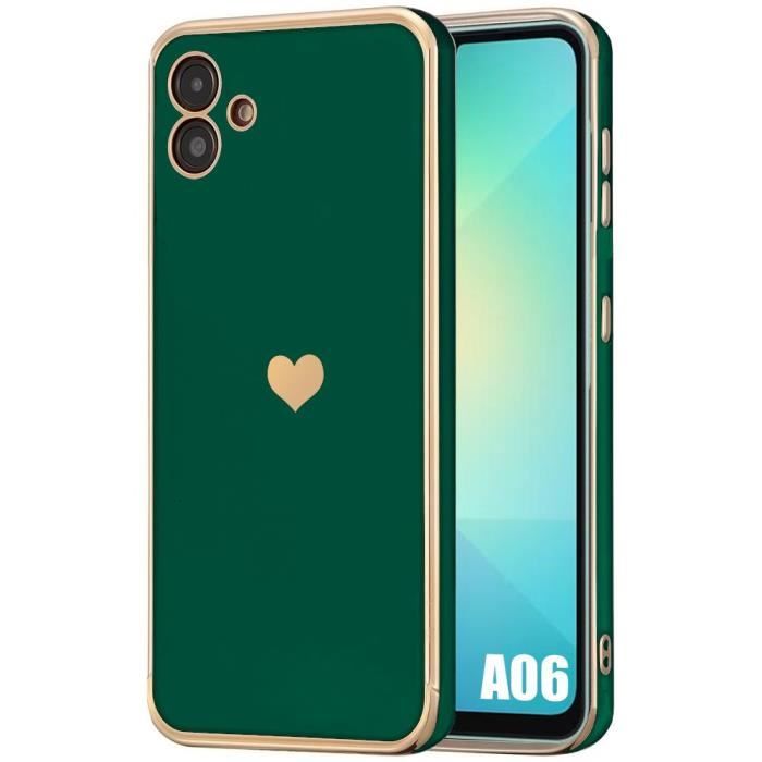 Coque - Samsung - Galaxy A06 - Protection TPU - Souple - Vert Nuit - Cœur