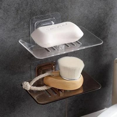 Transparent Non-trace Soap Box Non-punching Wall Hanging Crystal Soap Box Suction Wall Type