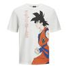 Ecru Cotton T-shirt Printed Son Goku Straight Cut Round Neck