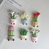 1/6pcs Cute Potted Plant Fridge Magnets, Kawaii Flower Cactus Refrigerator Magnets, Decorative Magnetic Stickers for Kitchen