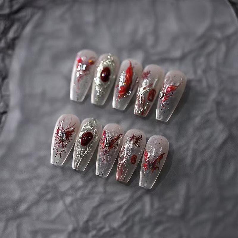 Red Butterfly Nail Stickers Flash Design Decals Self Adhesive Stereoscopic Nail Charm Decoration Accessories