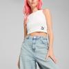 Puma Classics Ribbed Crop Top Solid Color Short Sleeve Round Neck Brand Logo Print Vest Women tops White 626625-02