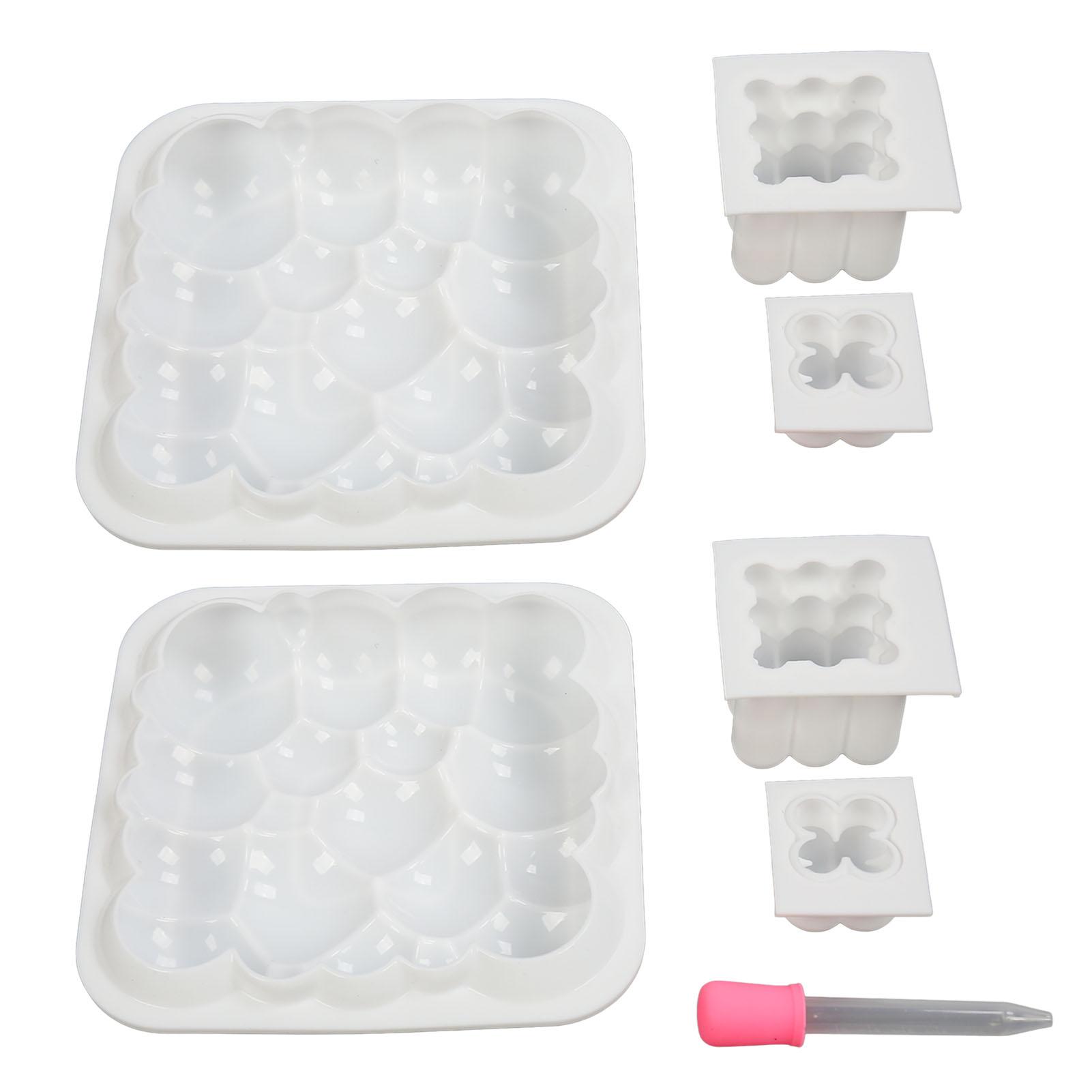 

6pcs Silicone Soap Molds 3D Cube Reusable Soap Moulds with Dropper for Candles Wax Chocolate Cake