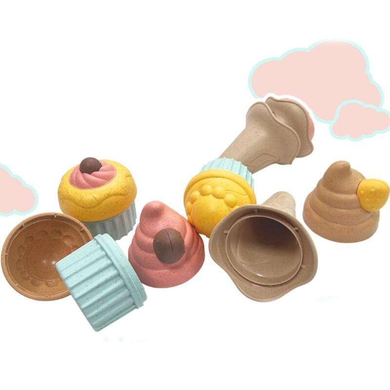 Sand Beach Toys For Kids Beach Toys Set Ice Cream Cake Sand Molds For Toddler Sandbox Outdoor Play Beach Travel Toys For Girls