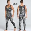 Mens 5mm Camo Neoprene Wetsuit Set Two-Piece Thermal Surfing Diving Suit Cold Water Activities