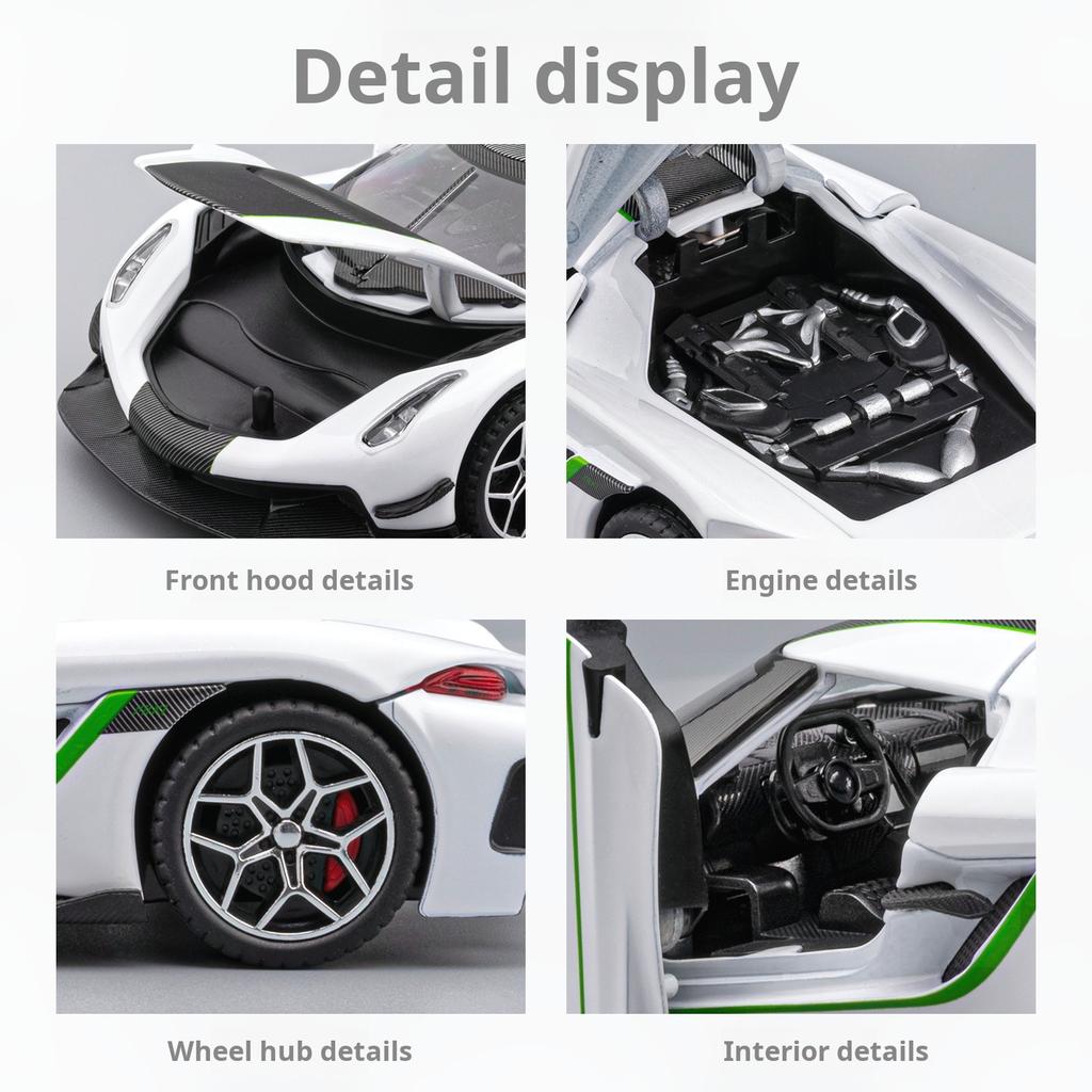 1:32 Koenigseg Jesko Model Car Alloy Simulation Super Car Racing Car Model Boys Toy Desktop Decoration Gift Light & Sound