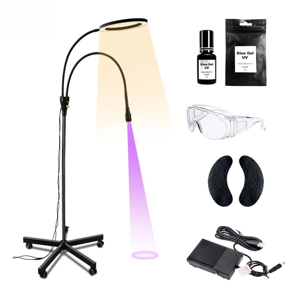 Double Headed LED UV Lamp Fake Eyelash Wig Grafting UV Glue Lighting Curing Lamp 2-IN-1 Professional Beauty Salon  Floor Lamp