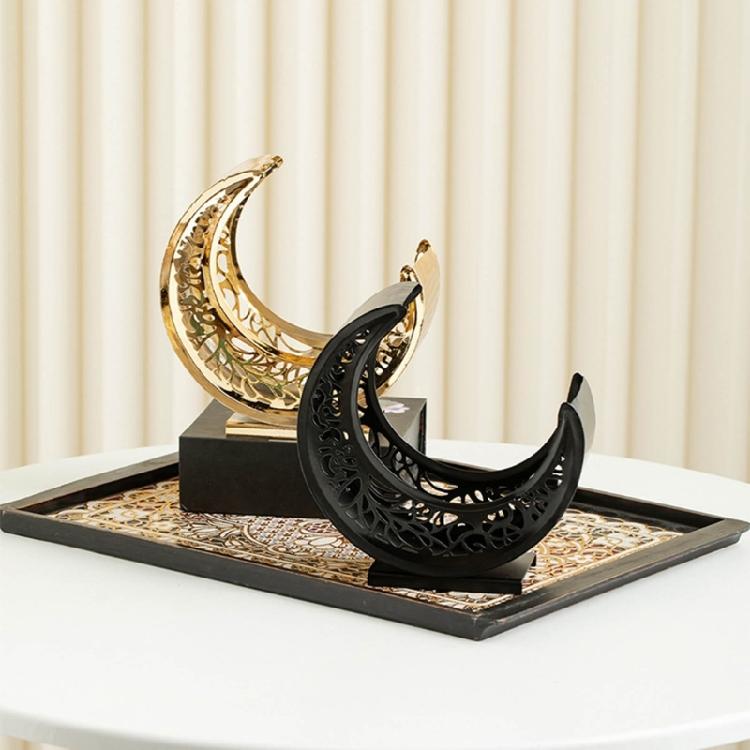 Curved Moon Metal Snacks Platter Dishwasher Safe Surfaces Ornamental Kitchenwares For Candy Appetizers Home Decoration