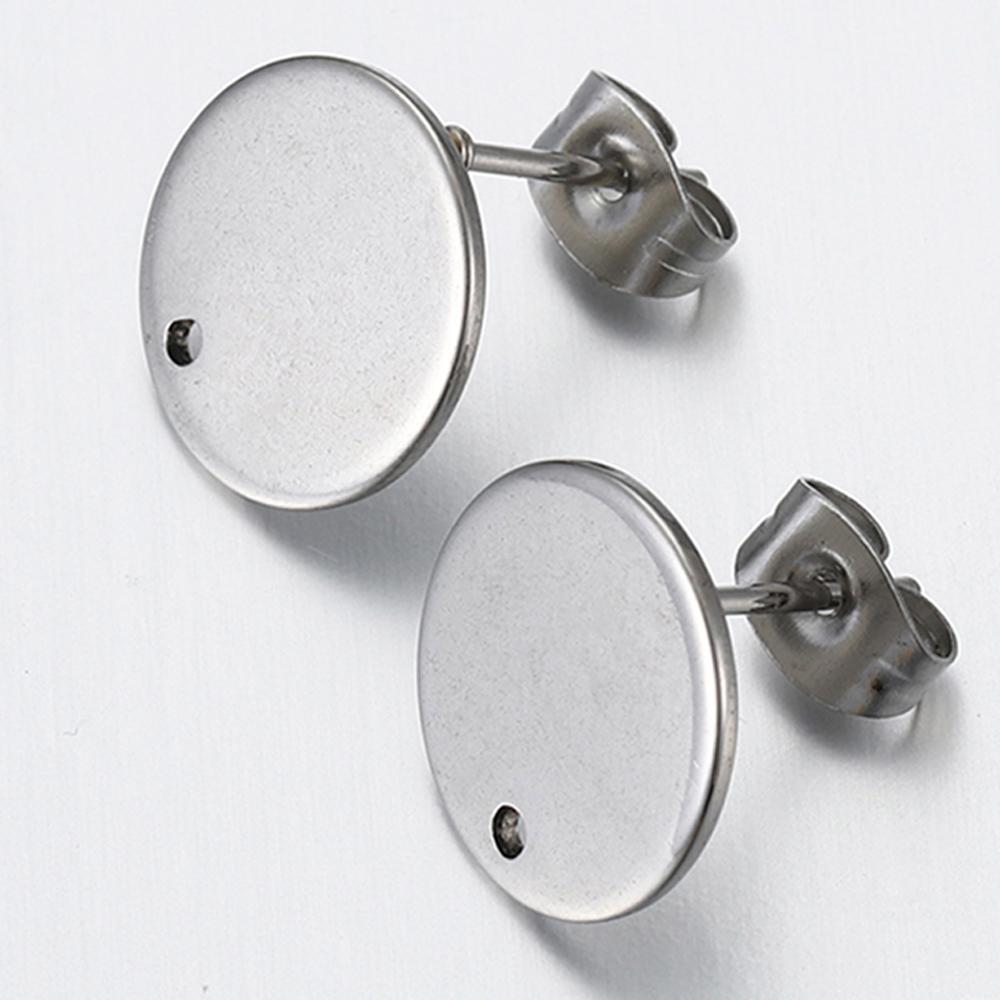 10pcs Stainless Steel Round Ear Studs for Earrings Base Jewelry Making DIY Gold Color Dangle Hole Charm Pendants Components