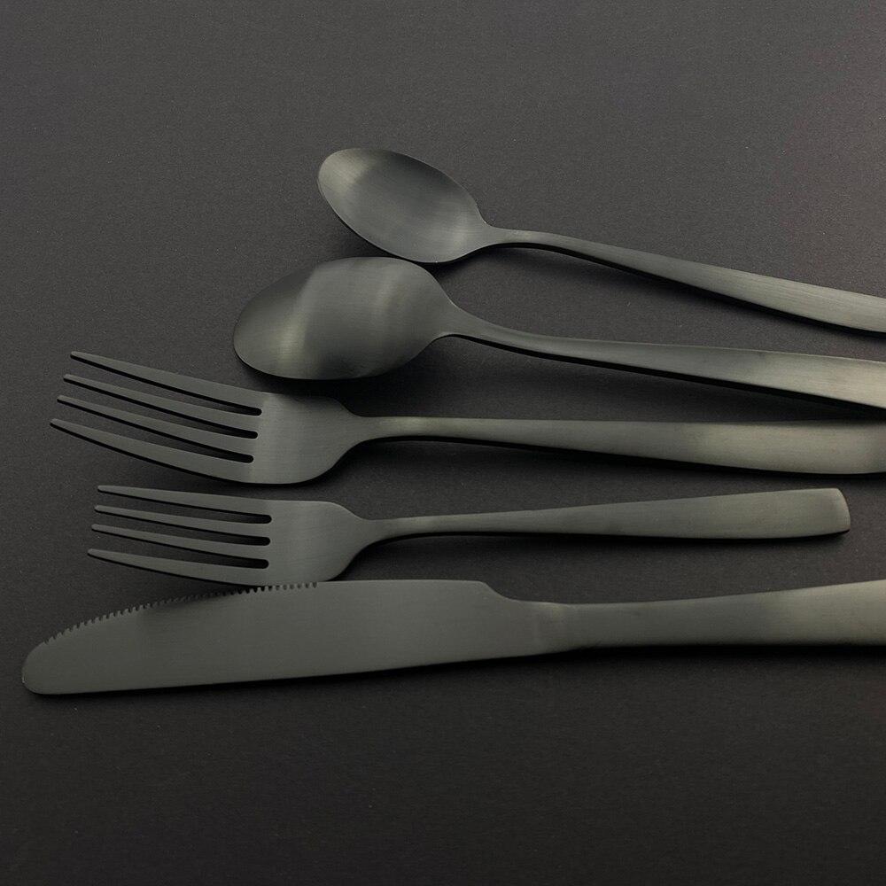 20Pcs Colorful Cutlery Set Dinnerware Set Black Fork Knife Spoon Stainless Steel Home Tableware Set With Plastic Storage Tray