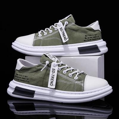 Modne buty z jedwabiu lodowego Nowe buty płócienne Oddychające i wygodne buty sportowe Casualowe buty na płaskiej podeszwie Sznurowane Modne buty męskie