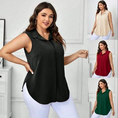 2026 Plus Size European & American Casual Sleeveless Women's Cardigan Shirt