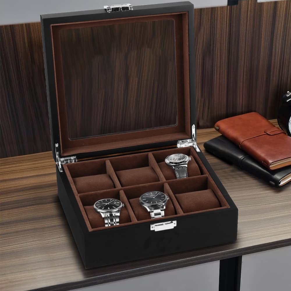 Baskiss Holzuhren-Aufbewahrungssammlung Uhren Luxus-Uhren-Ausstellungsvitrine, Box, Etui, Kasten, (6 Uhren)