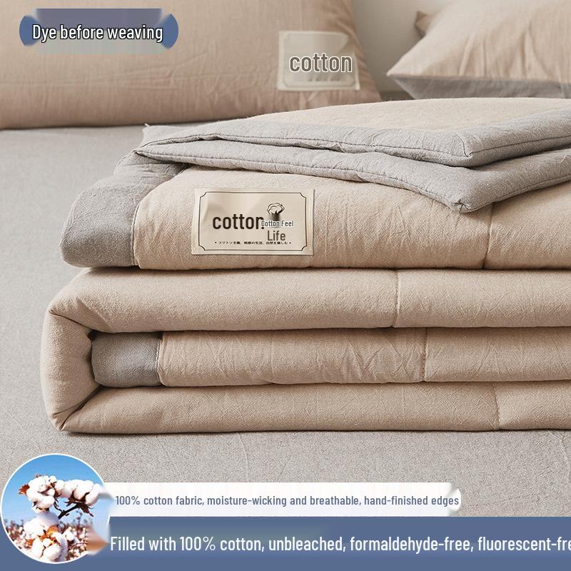 Inside and Out All-Cotton Quilt - 100% Pure Xinjiang Cotton Summer Air Conditioner Quilt for Single or Double Person