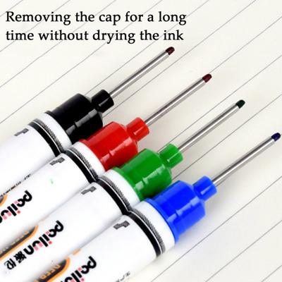 4 Pcs Long Head Deep Hole Marker Pens 20mm Long Nose Marker Quick Dry Waterproof Colorful Carpenter Pen for Construction Bathroom Woodworking