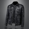 Spring and Autumn Leather Jackets for Men, Korean Style, Trendy and Cool Autumn Short Motorcycle Jacket, Black Leather Jacket 7285