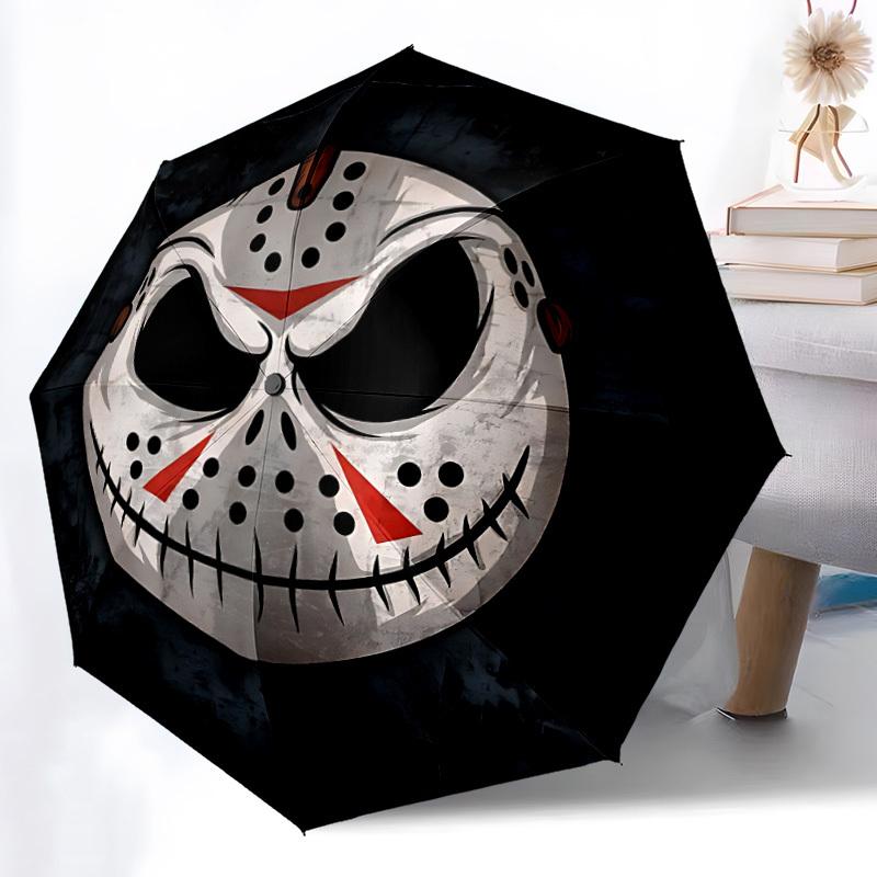 1pc Jason Voorhees Automatic Open/Close Umbrella Folding Umbrella, Portable Compact Travel Umbrella, Birthday/Christmas GiftL1110y16