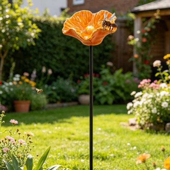 Harz Blume Gartenstab Bienen Tränke Hof Kunststab Outdoor Dekoration Bestäuber Wasserspender für Bienen Schmetterlinge Weg Blumenbeet Dekoration