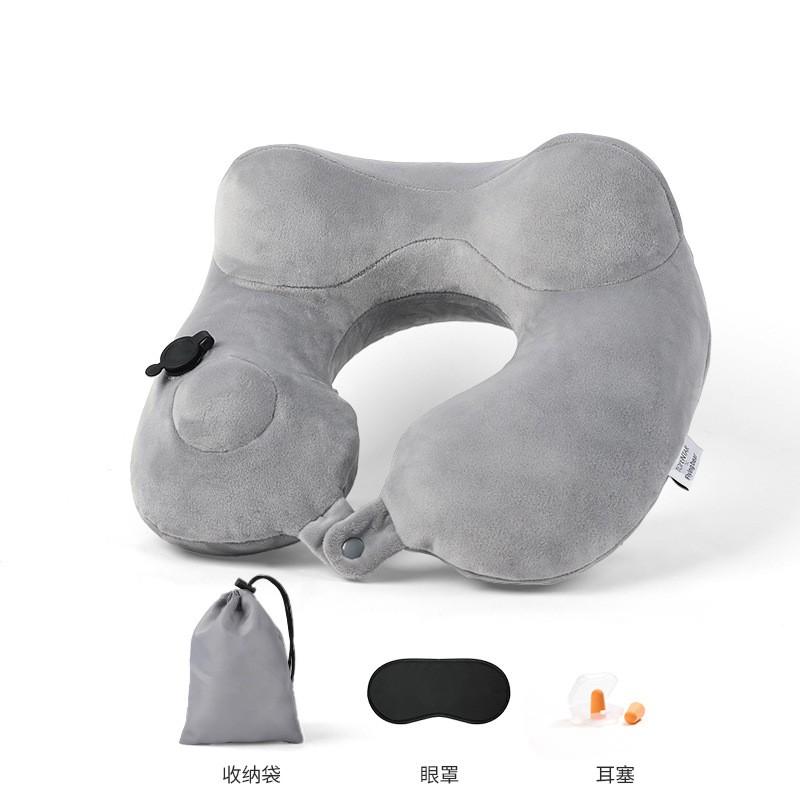 Inflatable U-Shape Neck Pillow Ergonomic Travel Portable Foldable Support Airplane Car Camping