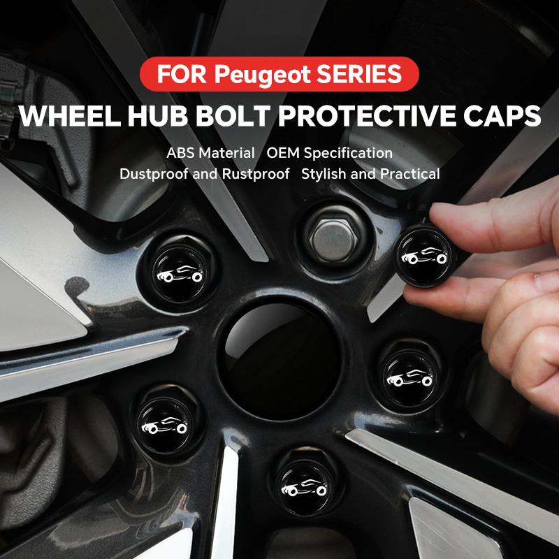 For Peugeot 408 3008 308s 508l 4008 2008 5008 301 Black 20Pcs Car Wheel Caps Bolts Automotive Wheel Hub Nut Protective Cap NBE3