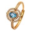 High Sense Light Luxury S925 Sterling Silver Plated 18K Gold Natural Colored Treasure Ring Index Finger Ring Niche Jewelry Women