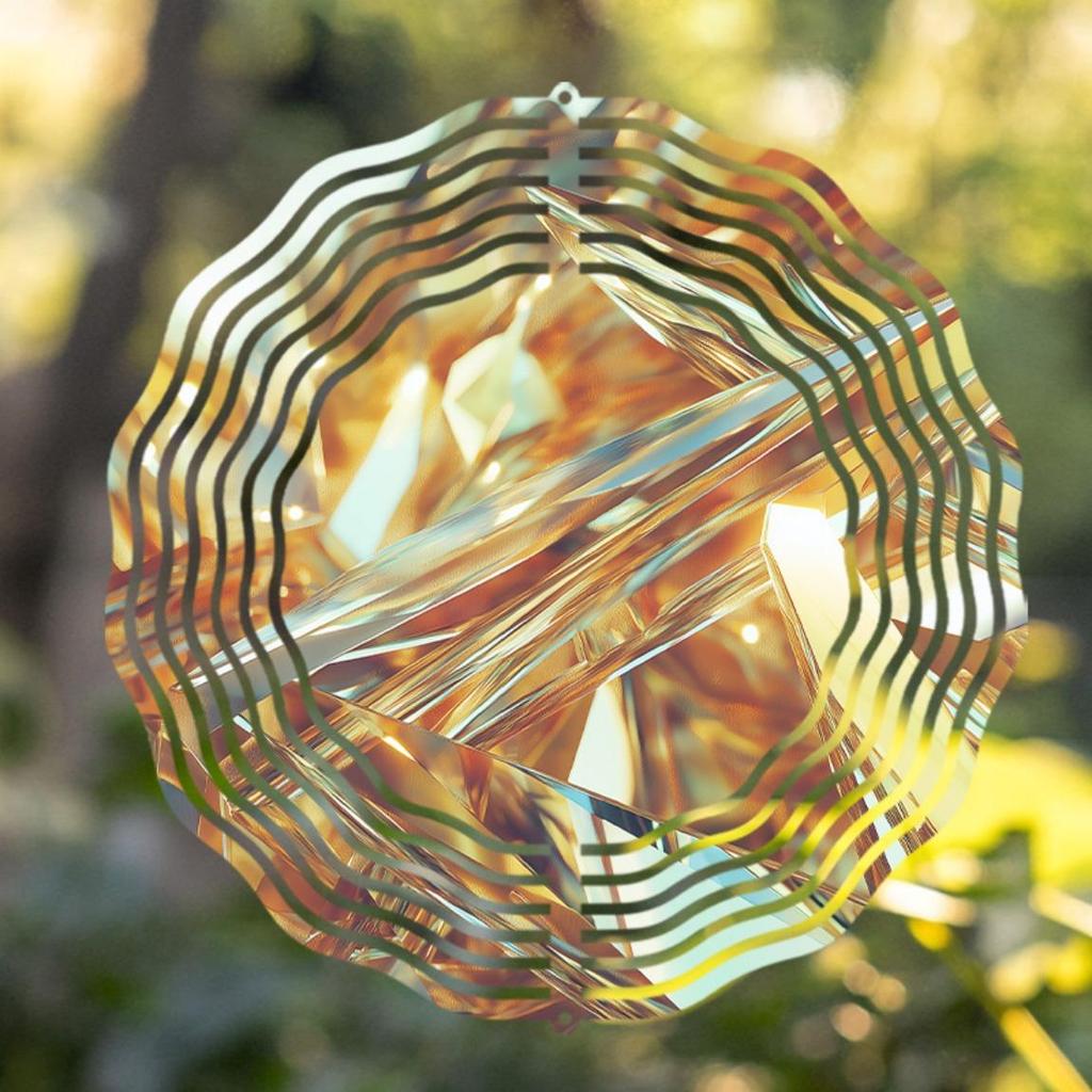 10 Inch Orange Golden Wind Spinner 360 Degree Rotating Metal Wind Chime for Outdoor Garden Patio Balcony Decor All Season Gift