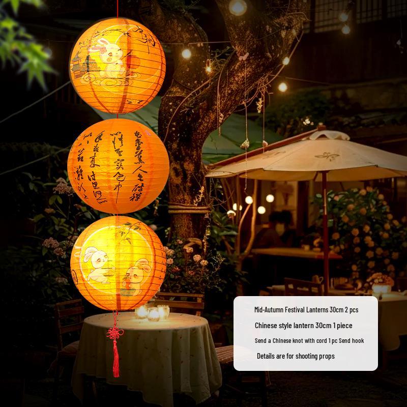 Mid-Autumn Festival Luminous Lantern String: Chinese-Style Decorative Hanging Lanterns for Festive Atmosphere