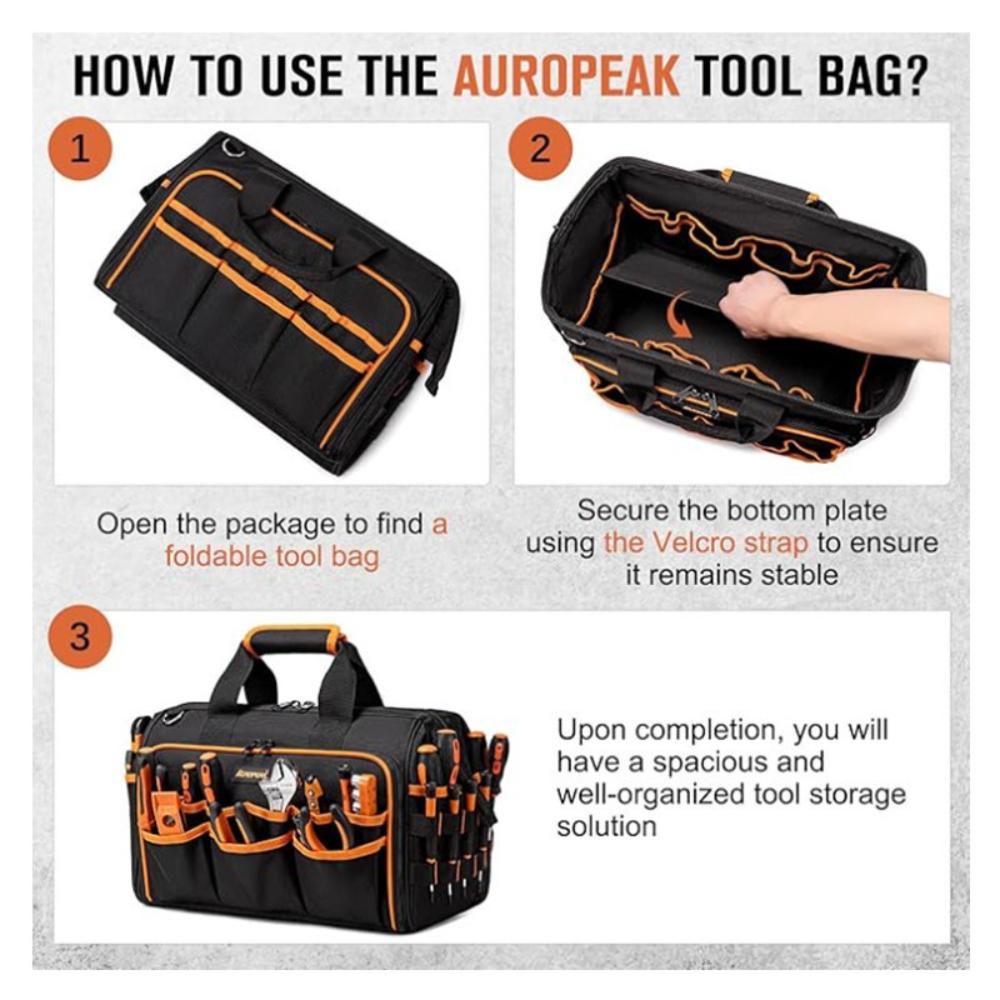 17 Inch Large Heavy Handheld Tool Bag Made Of Thick Oxford Cloth,Durable Weight-bearing Storage For Hardware Tools For Plumbers And Renovation Workers