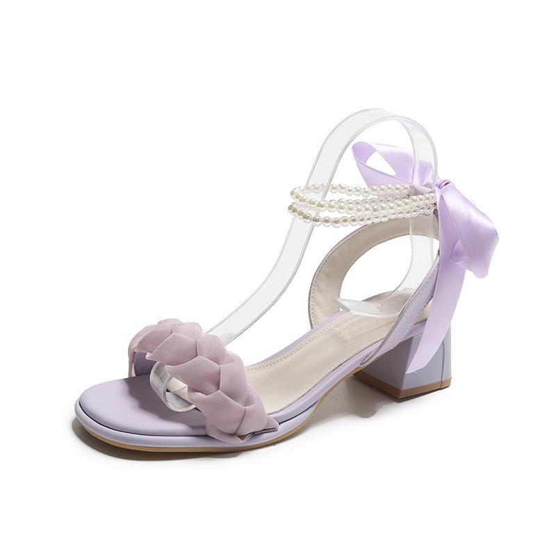 

Сандалии женские лето 2025 новые феи стиль босоножки на высоком каблуке женская верхняя одежда на толстом каблуке с юбкой квадратная женская обувь 39 фиолетовый