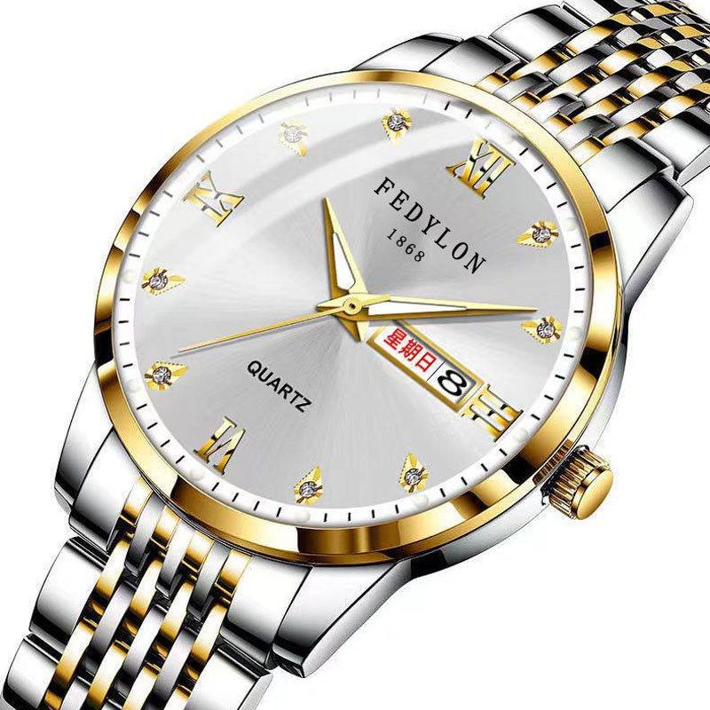 Montre Étanche Nouvelle Montre Homme Calendrier Double Anglais Montre à Quartz Lumineuse