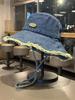 Vintage Washed Denim Cloth Bucket Hats For Women Spring Autumn Wide Brimmed Casual Bucket Cap Foldable Retro Tassel Brim New