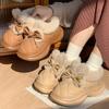 Cute Bowknot Faux Rabbit Fur Warm Snow Boots for Women Winter Thicken Plush Cotton Shoes Woman Thick Platform Fluffy House Shoes