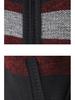 Men's Thickened Velvet Stand Collar Color Block Knit Cardigan Sweater Jacket for Autumn/Winter