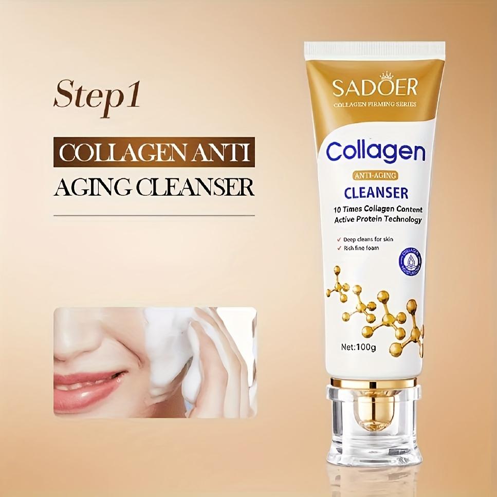 Collagen Face Cream Skin Repair Damaged Moisturizing Face Toner Lotion Eye Cream Firming Lifting Brighten for Face Skin Care Set