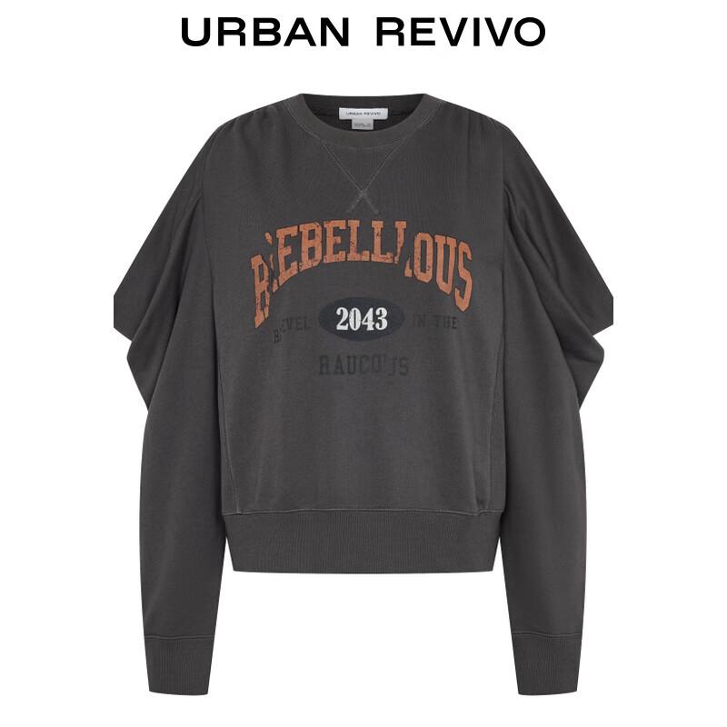 UR Women's Retro Colorblock Letter Print Round Neck Sweatshirt