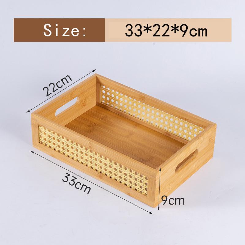 

Коробка для хранения с боковой сеткой из бамбука HeMu, Коробка для сортировки косметики для спальни, Настольный органайзер для гостиной, настольный, прямоугольный поднос, акрил