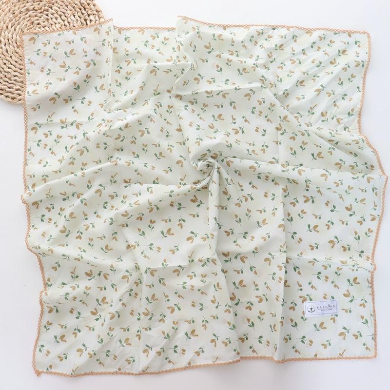 Spring and Summer New Style 100% Cotton Printing Square Scarf Towel Women's All-Matching Graceful Scarf Headcloth Headband