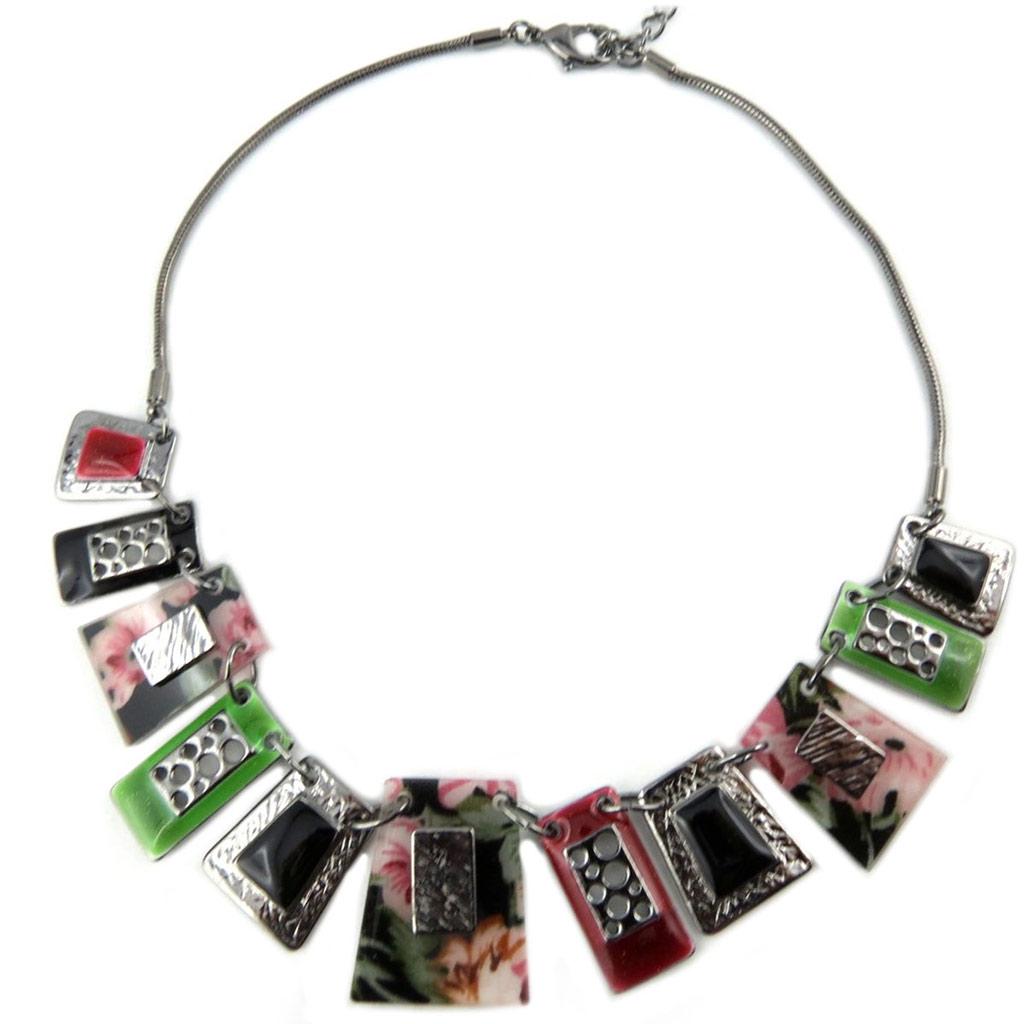 Les Trésors De Lily [P8425] - Collier Créateur 'Acapulco' vert rouge - 30 mm