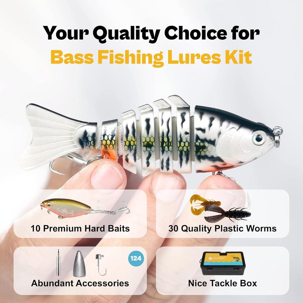 Bass Fishing Lure Set, 165 Piece Set, Double-Sided Tackle Box