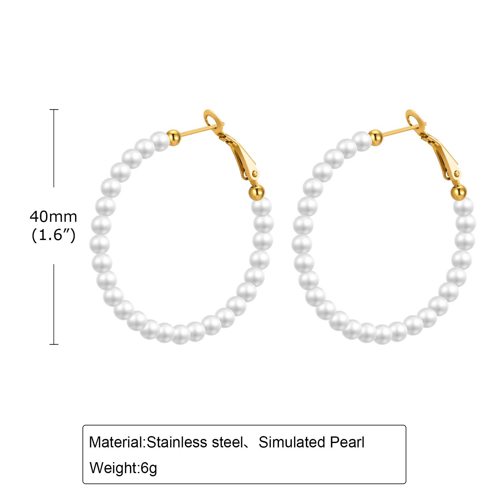 

Vintage Pearl Hoop Earrings For Women, Waterproof Stainless Steel Fashion Hypoallergenic Girls Pearl Earrings