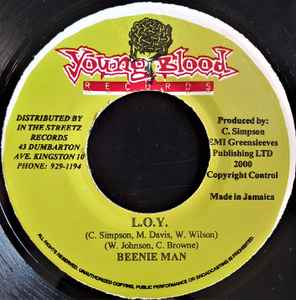 

7-дюймовая пластинка BEENIE MAN - L.O.Y. 4416 Молодая кровь Rec 2000 Ямайский регги, ска и даб Б/У