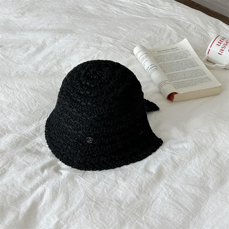 Summer new sun hat women's South Korea Dongdaemun weaving hollowed out after split fork sun protection hat fisherman hat children