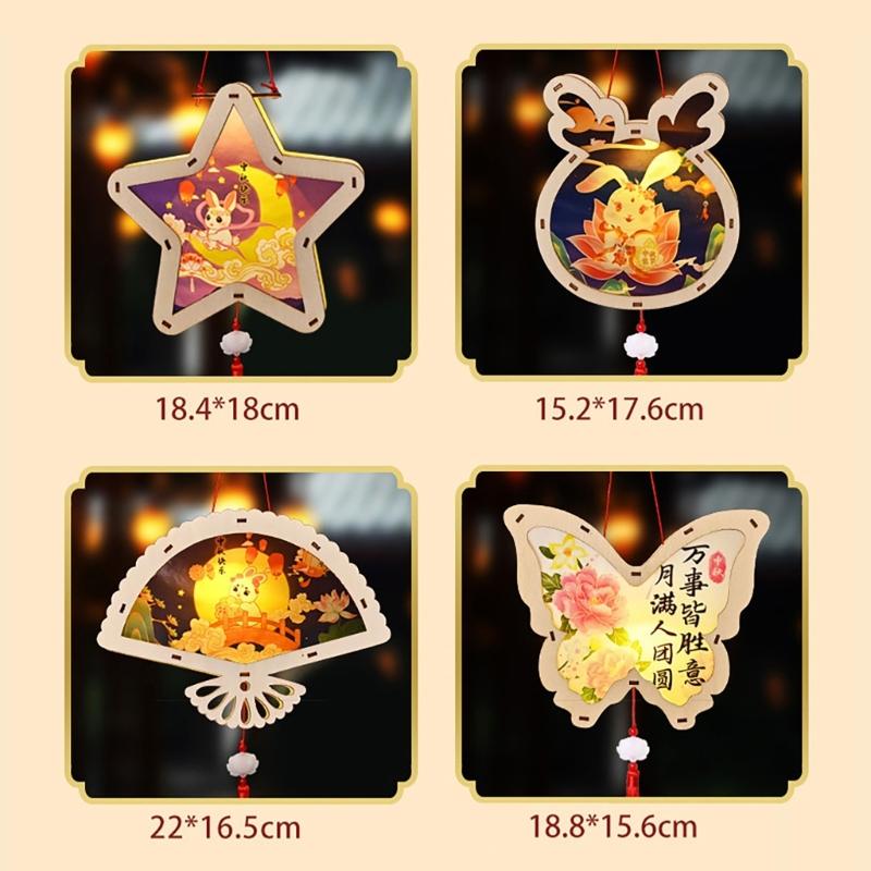 Lovely Rabbits Light Hanging Decors Portable Autumn Festival Rabbits Light Decoration for Cultural Enthusiasts