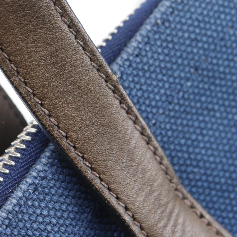 Hermes Kavasmira PM Handbag MedorHardware Navy Blue Canvas Unisex Used