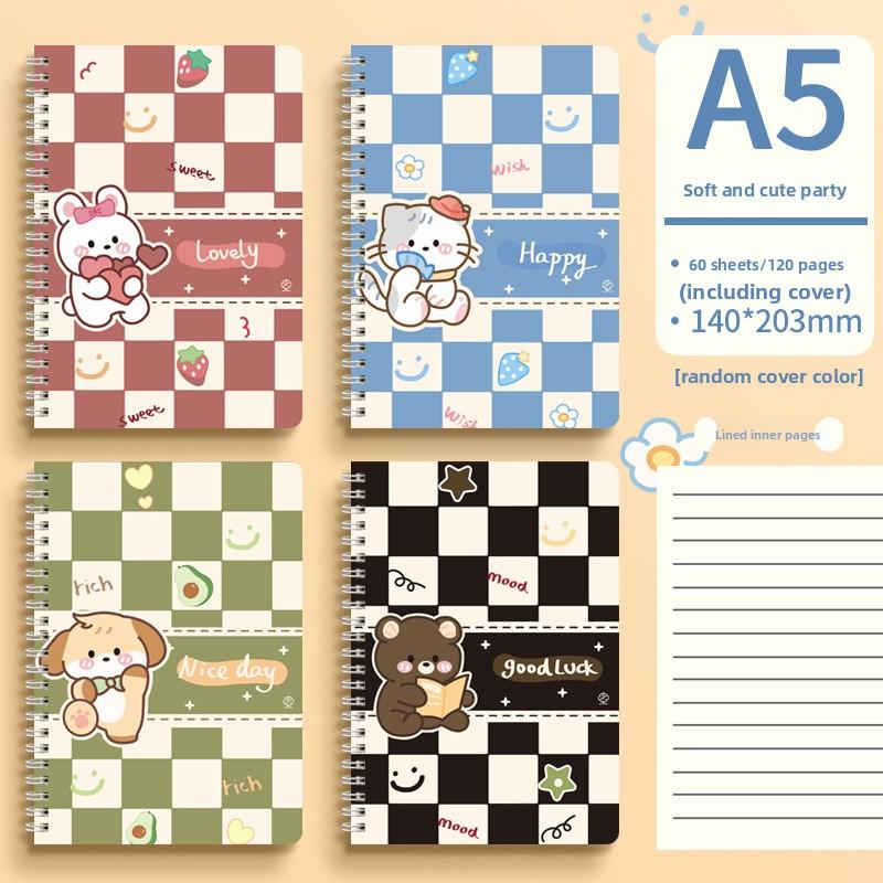 Coil Thickened Paper Hard Shell Cover Student Horizontal Line Cute Animal Notebook Notepad