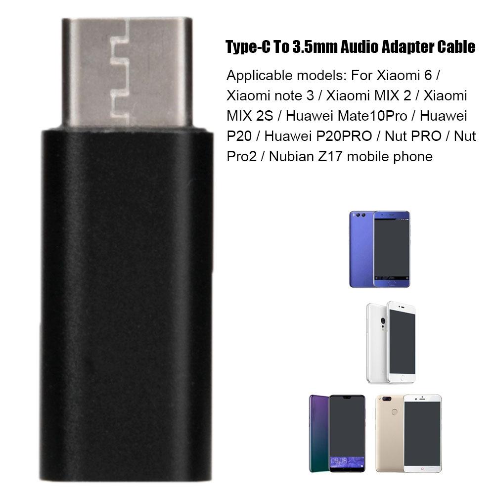 Aluminum Alloy Type C To 3.5mm Audio Adapter Cable Headphone Adapter Connector (Black)