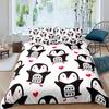 Set Copripiumino con Stampa di Pinguini ad Acquerello Set Biancheria da Letto 3 Pezzi Per Bambini Copripiumino Morbido Coperta Trapunta con 2 Federe