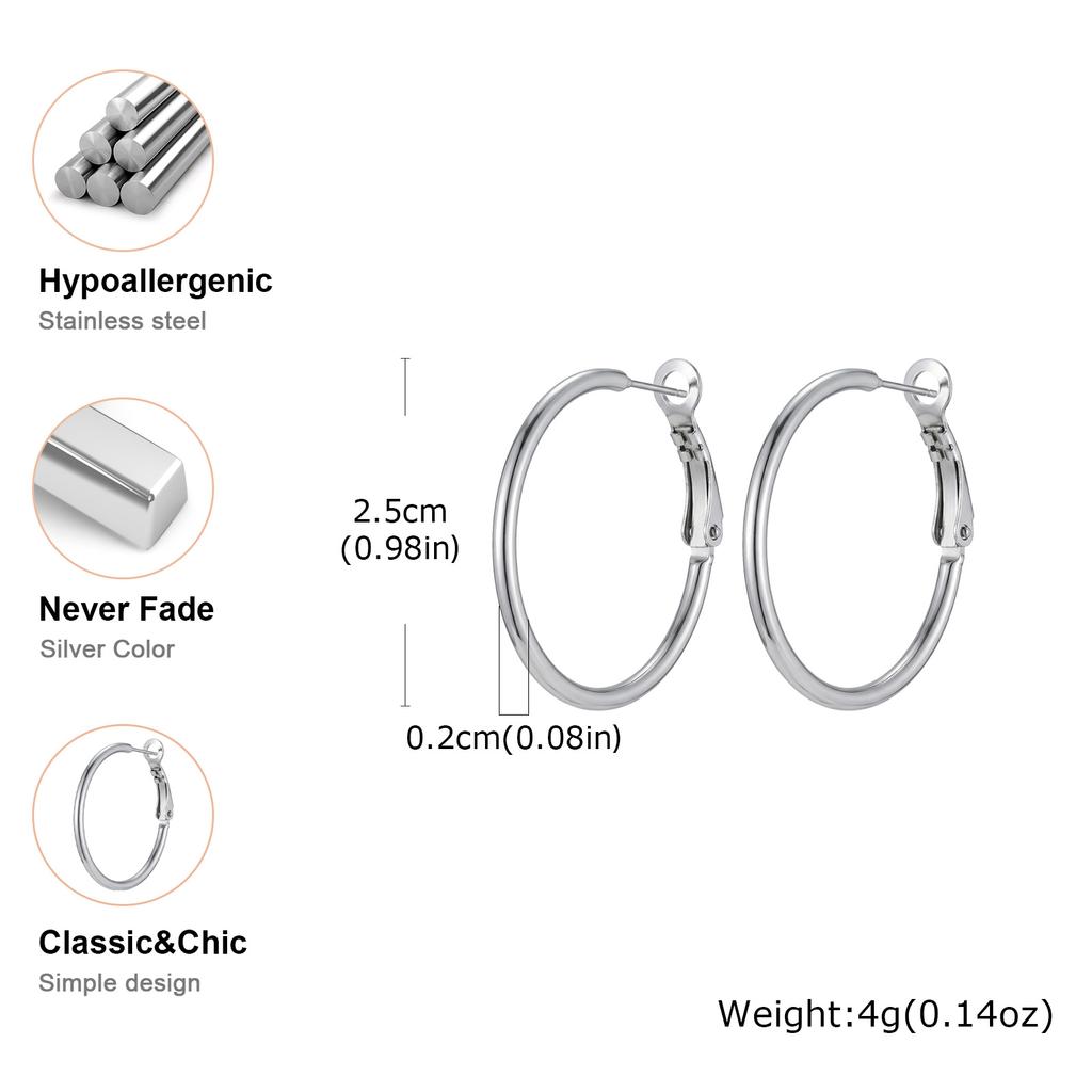 Simple Trendy 18K Gold Plated Hoop Earrings for Women Stainless Steel Large Circle Earrings Classic Piercing Jewelry Gifts