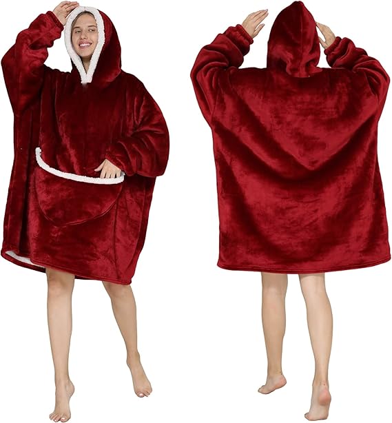 

Durable Fleece Hoodie Blanket With Sleeves For Women Versatile Blanket Oversize
